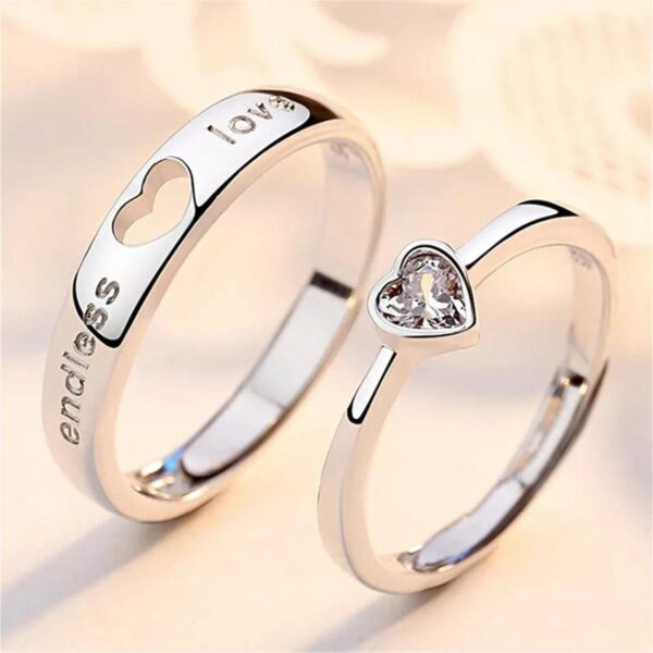 Couple Ring Set New Feshion Heart Matching wedding Ring For Men women Stainless Steel Finger Jewelry