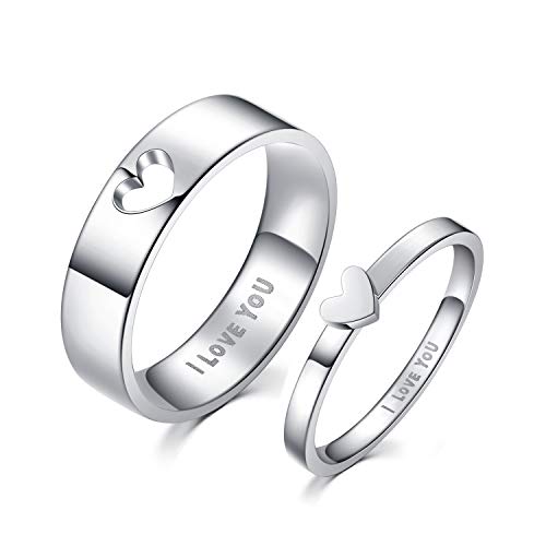 Couple Ring Set New Feshion Heart Matching wedding Ring For Men women Stainless Steel Finger Jewelry